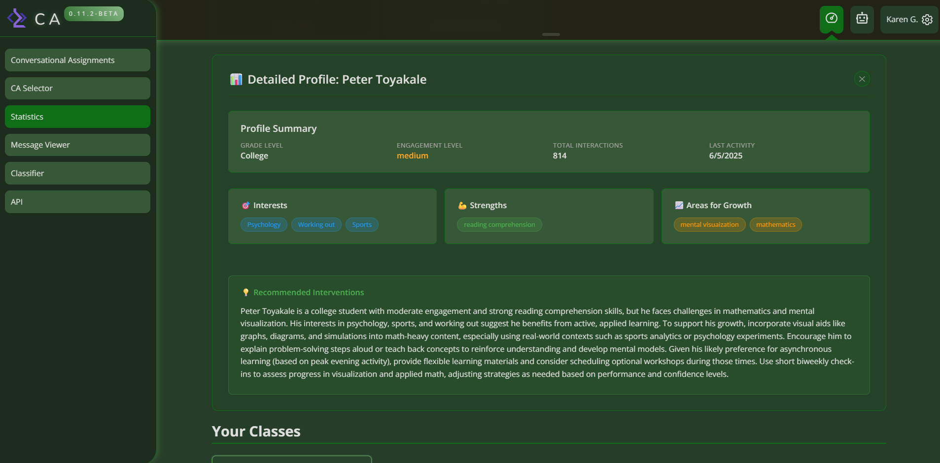 CA analytics dashboard
